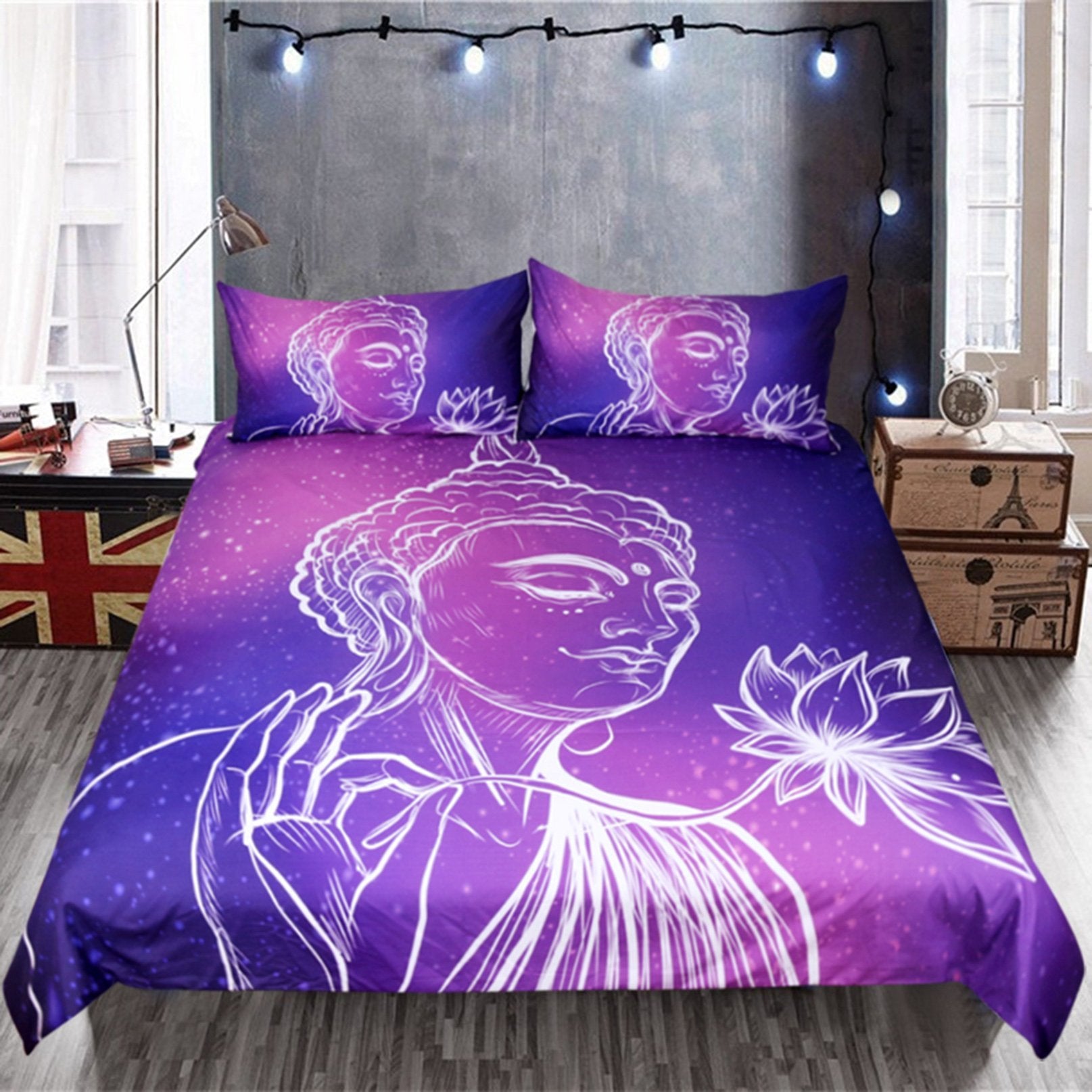 3D Deep Purple Buddha 174 Bed Pillowcases Quilt Wallpaper AJ Wallpaper 