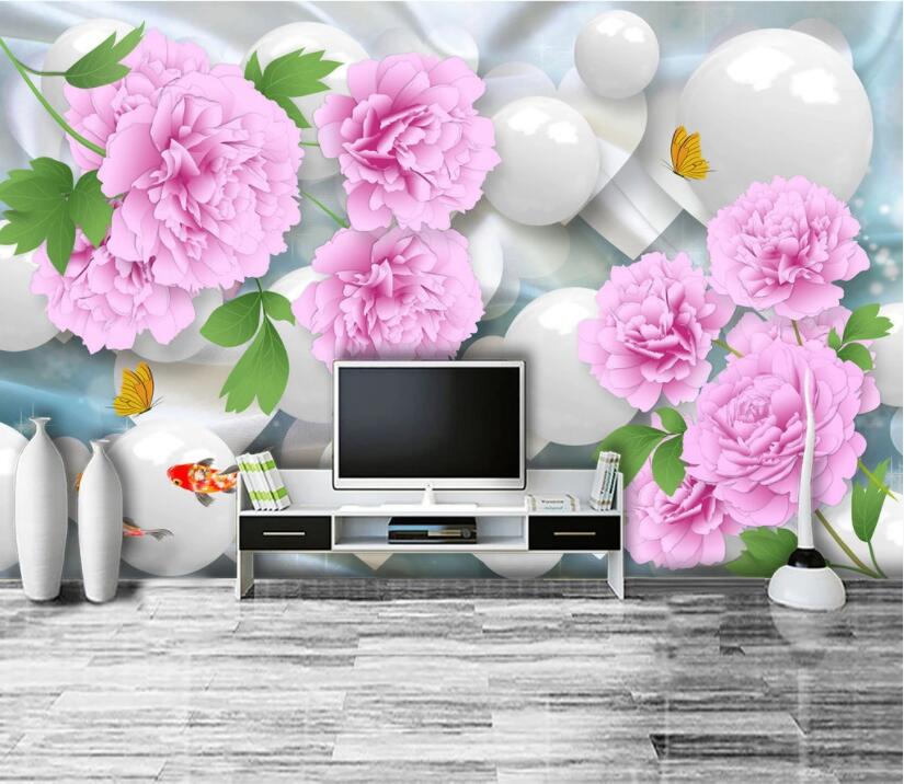 3D Peony Goldfish WC2176 Wall Murals