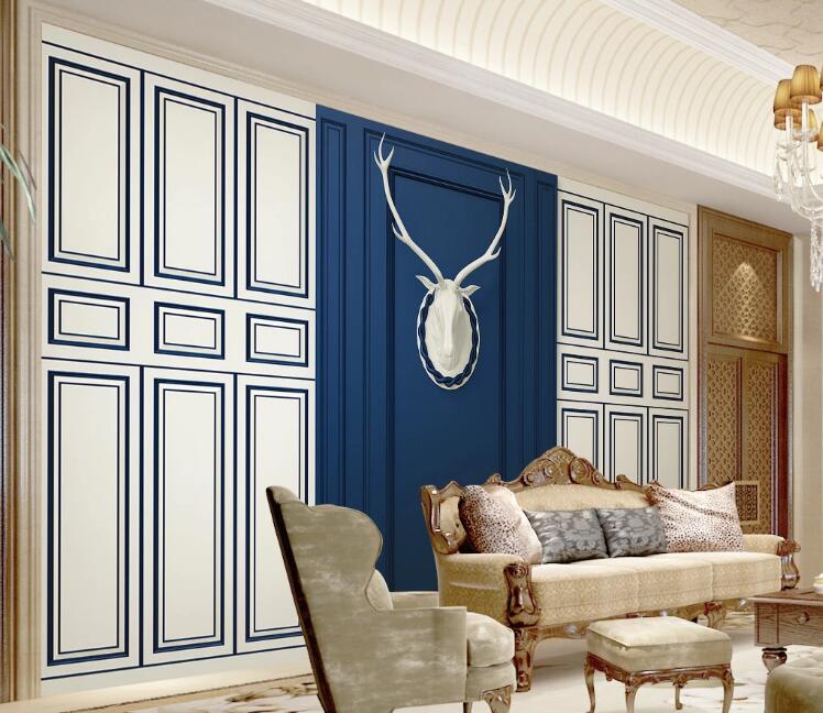 3D White Deer Head WC196 Wall Murals