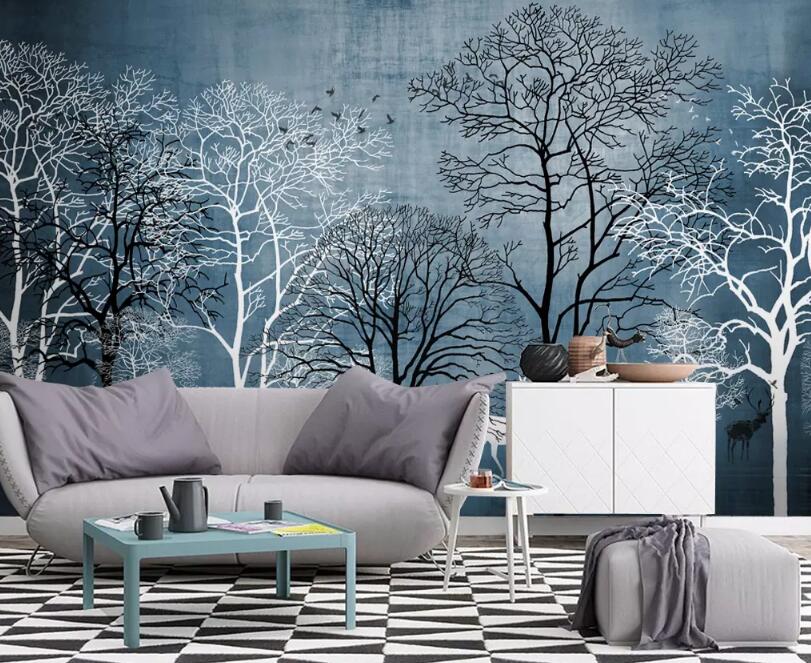 3D White Deer WG1055 Wall Murals