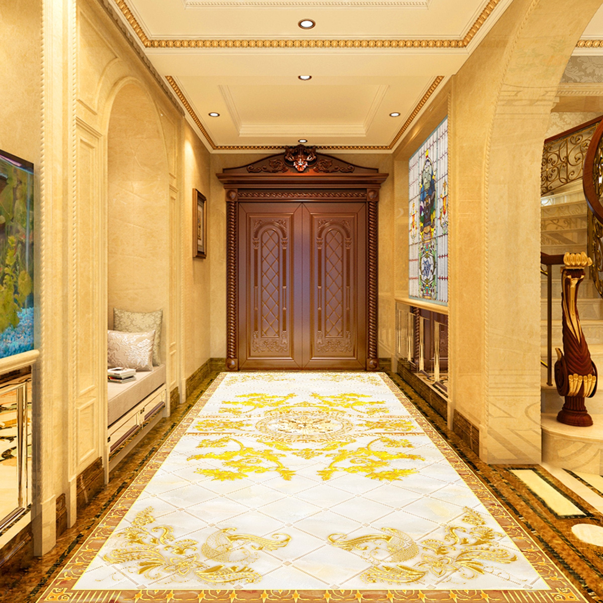 3D Golden Marble Pattern WG650 Floor Mural Wallpaper AJ Wallpaper 2 