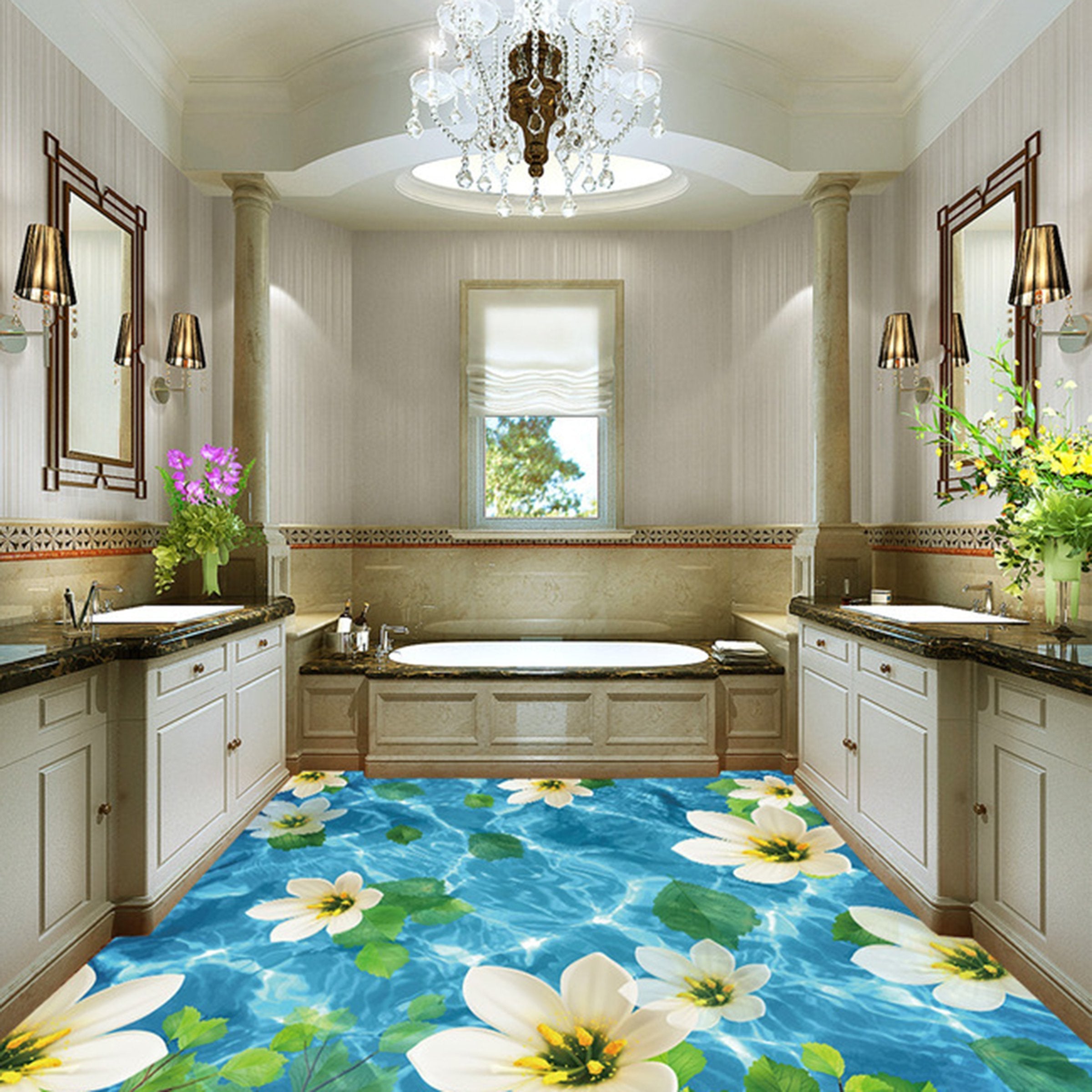 3D Sea Flower WG129 Floor Mural Wallpaper AJ Wallpaper 2 