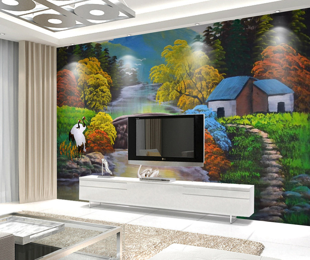 3D Lake Bridge WG110 Wall Murals