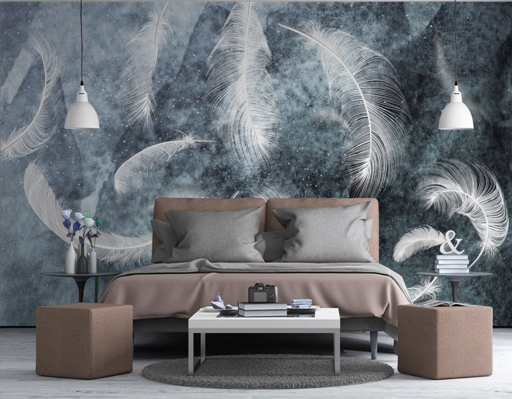 3D Gray Feather 601 Wall Murals Wallpaper AJ Wallpaper 2 