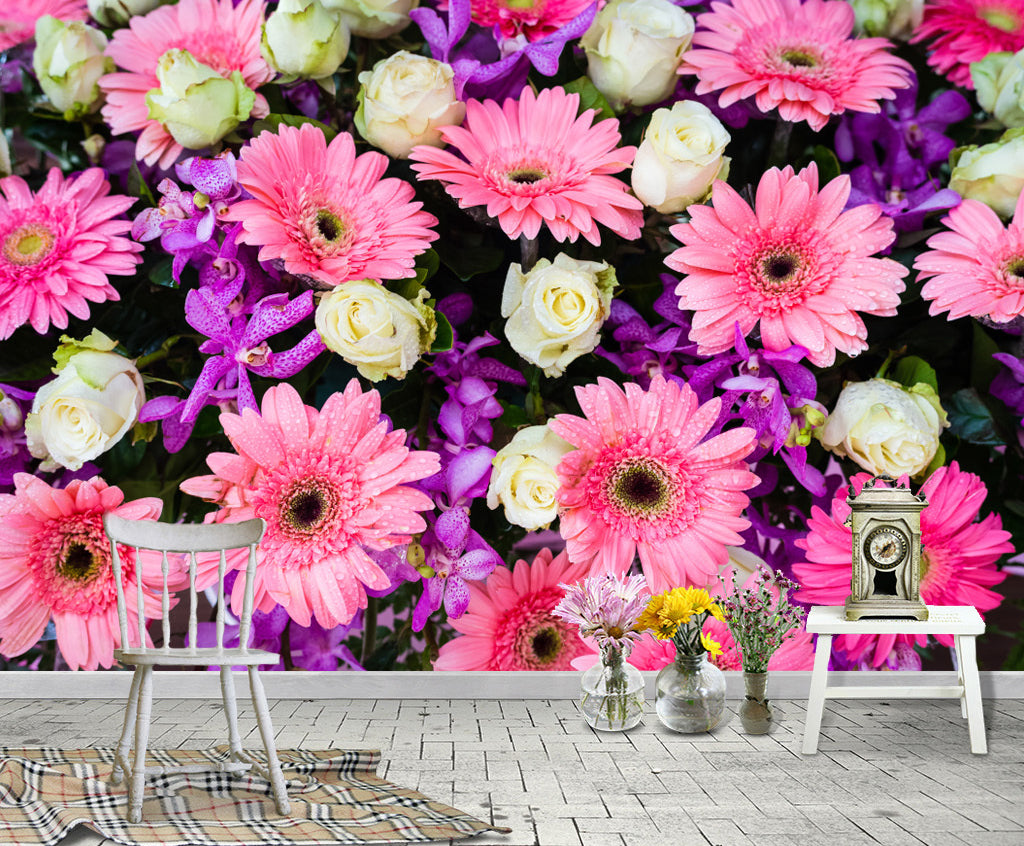 3D Rose Chrysanthemum WC046 Wall Murals