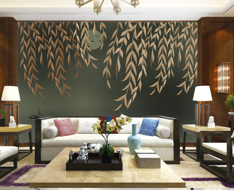 3D Moon Willow Leaf WG313 Wall Murals