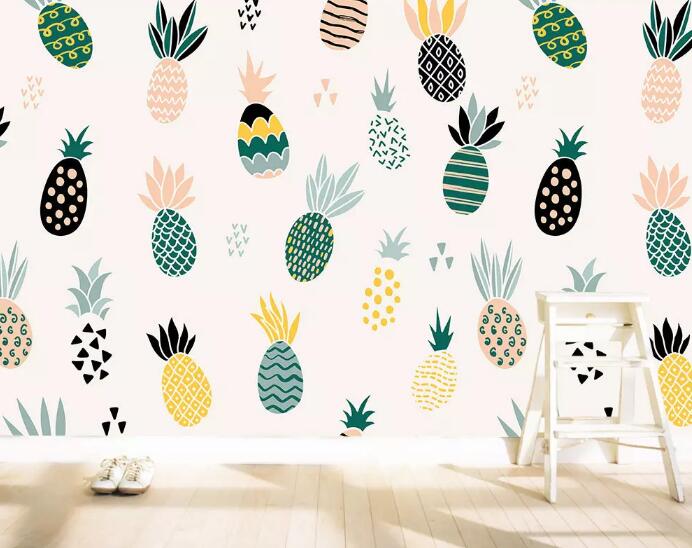 3D Colored Pineapple WG792 Wall Murals