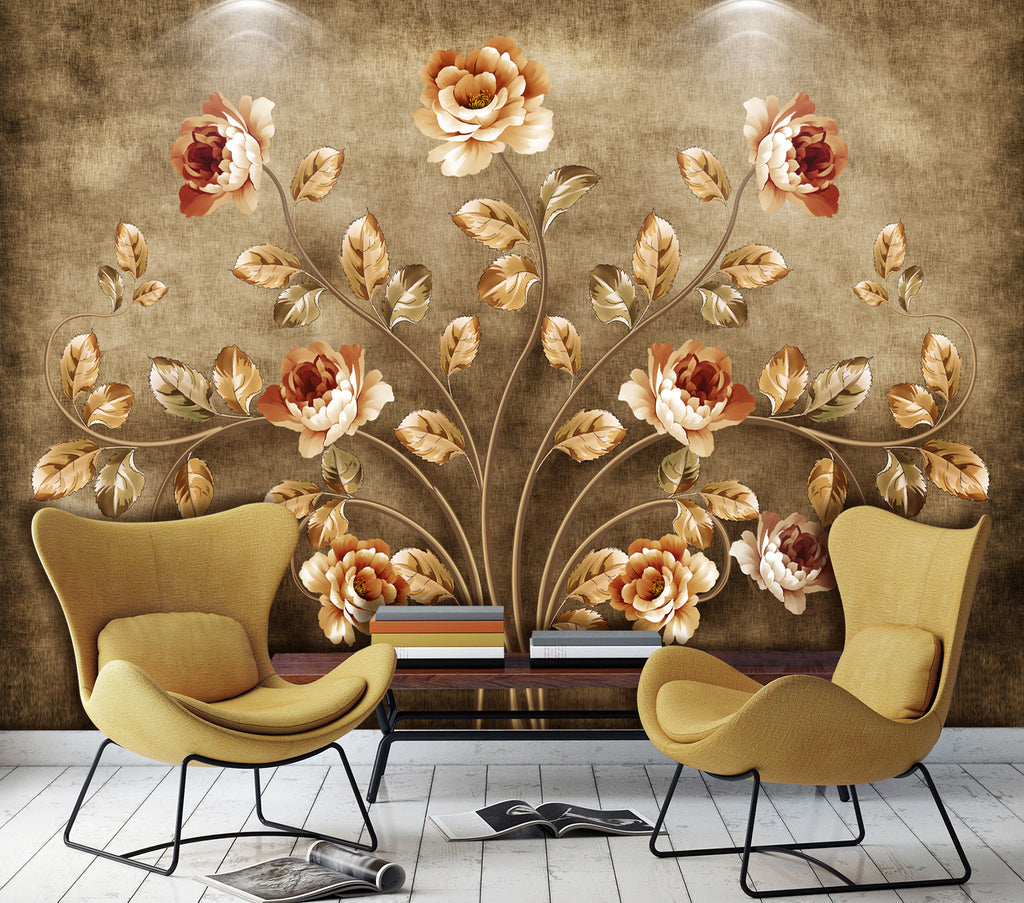 3D Orange Flower WG014 Wall Murals