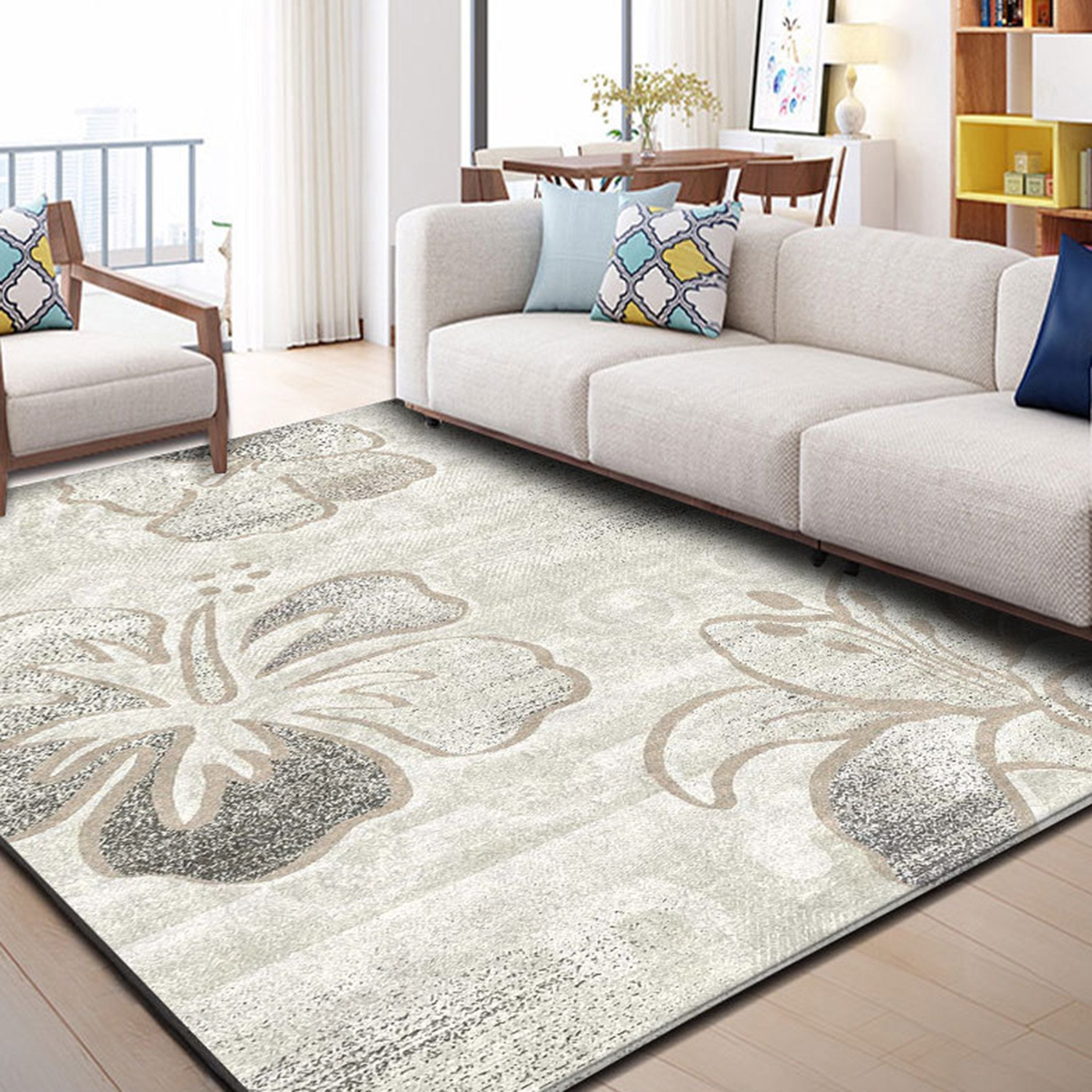 3D Gray Flowers WG194 Non Slip Rug Mat Mat AJ Creativity Home 