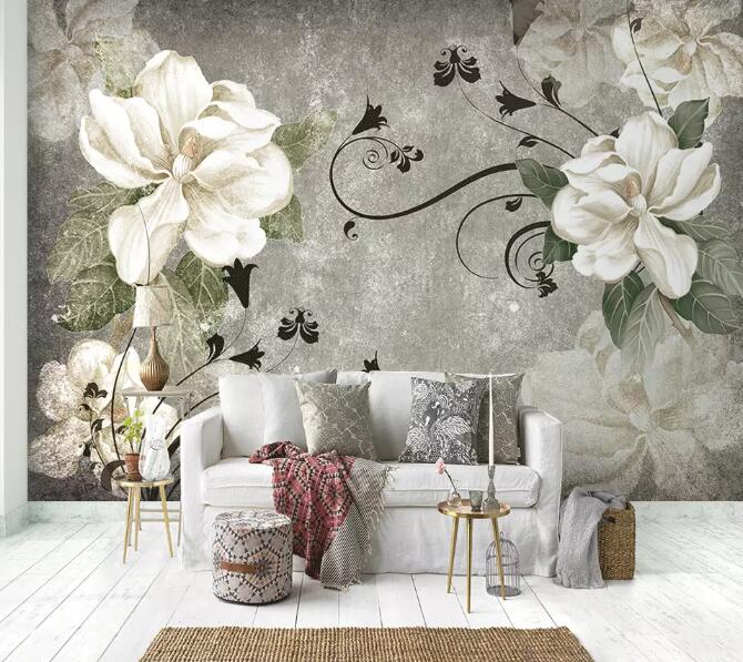 3D White Flower WG538 Wall Murals