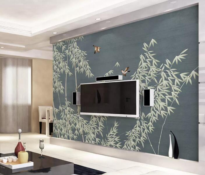 3D Bamboo Leaves WG662 Wall Murals