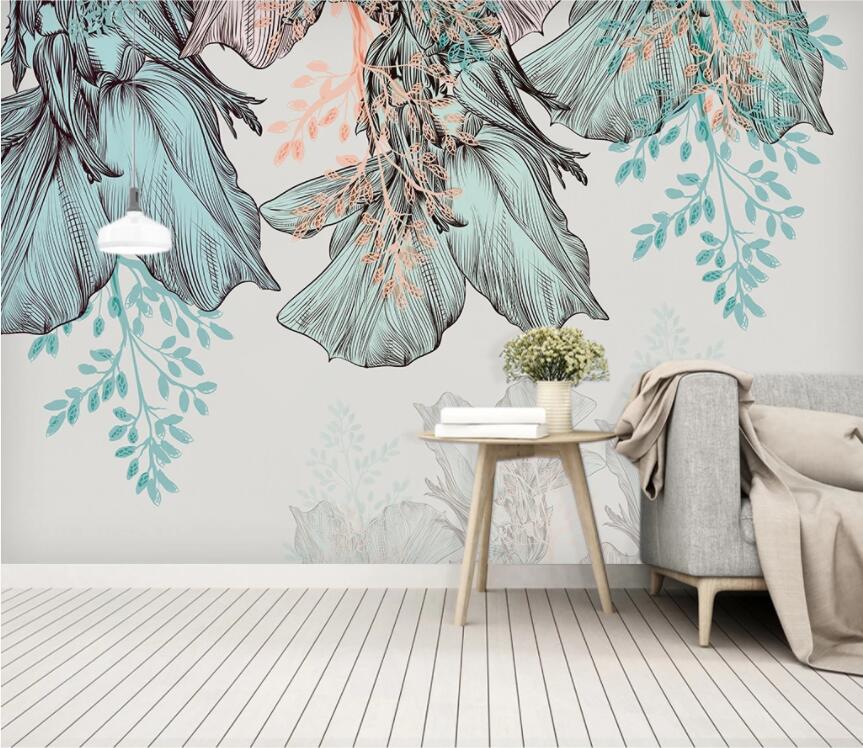 3D Painting Leaves WC2506 Wall Murals