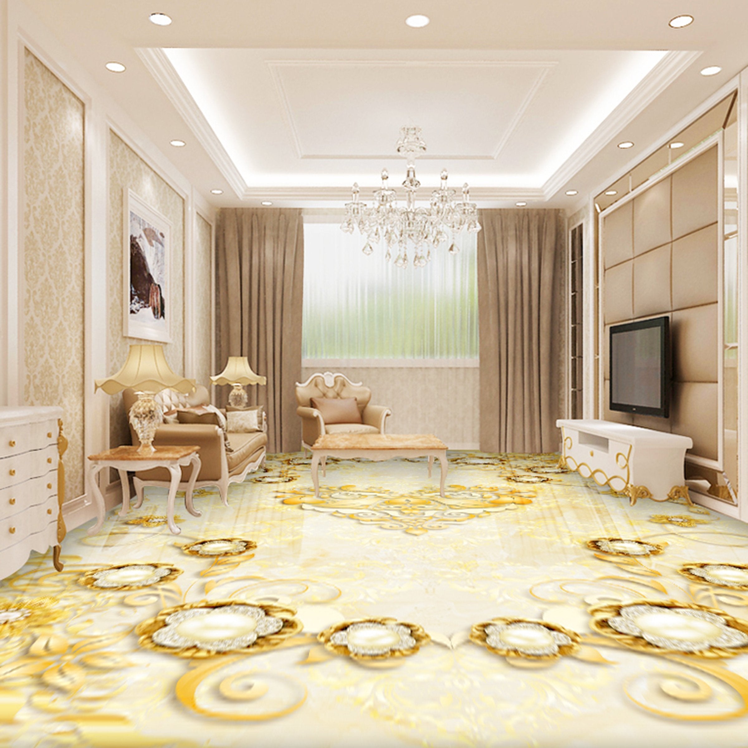 3D Diamond Flower WG517 Floor Mural Wallpaper AJ Wallpaper 2 