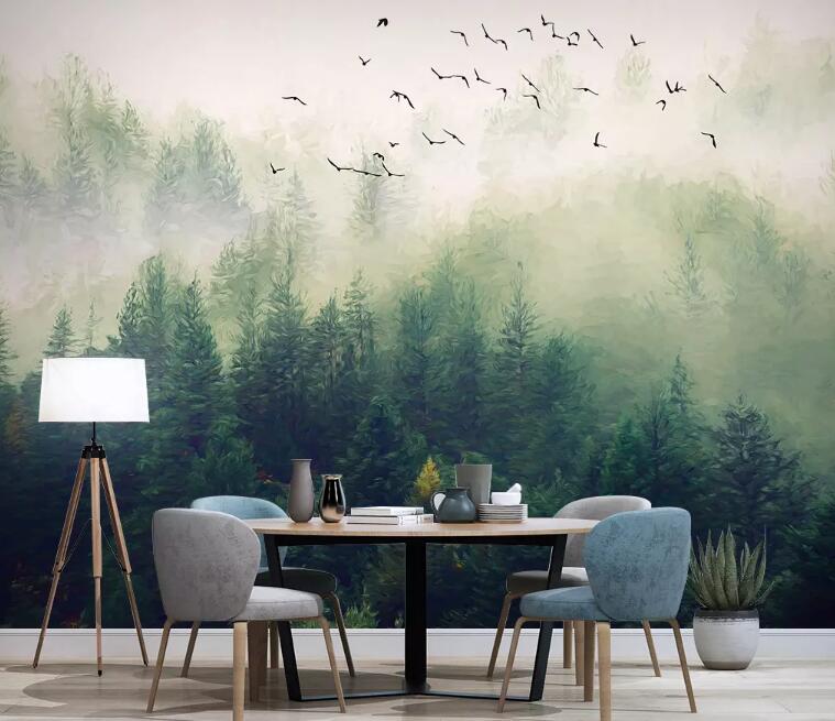 3D Foggy Forest WG90 Wall Murals Wallpaper AJ Wallpaper 2 