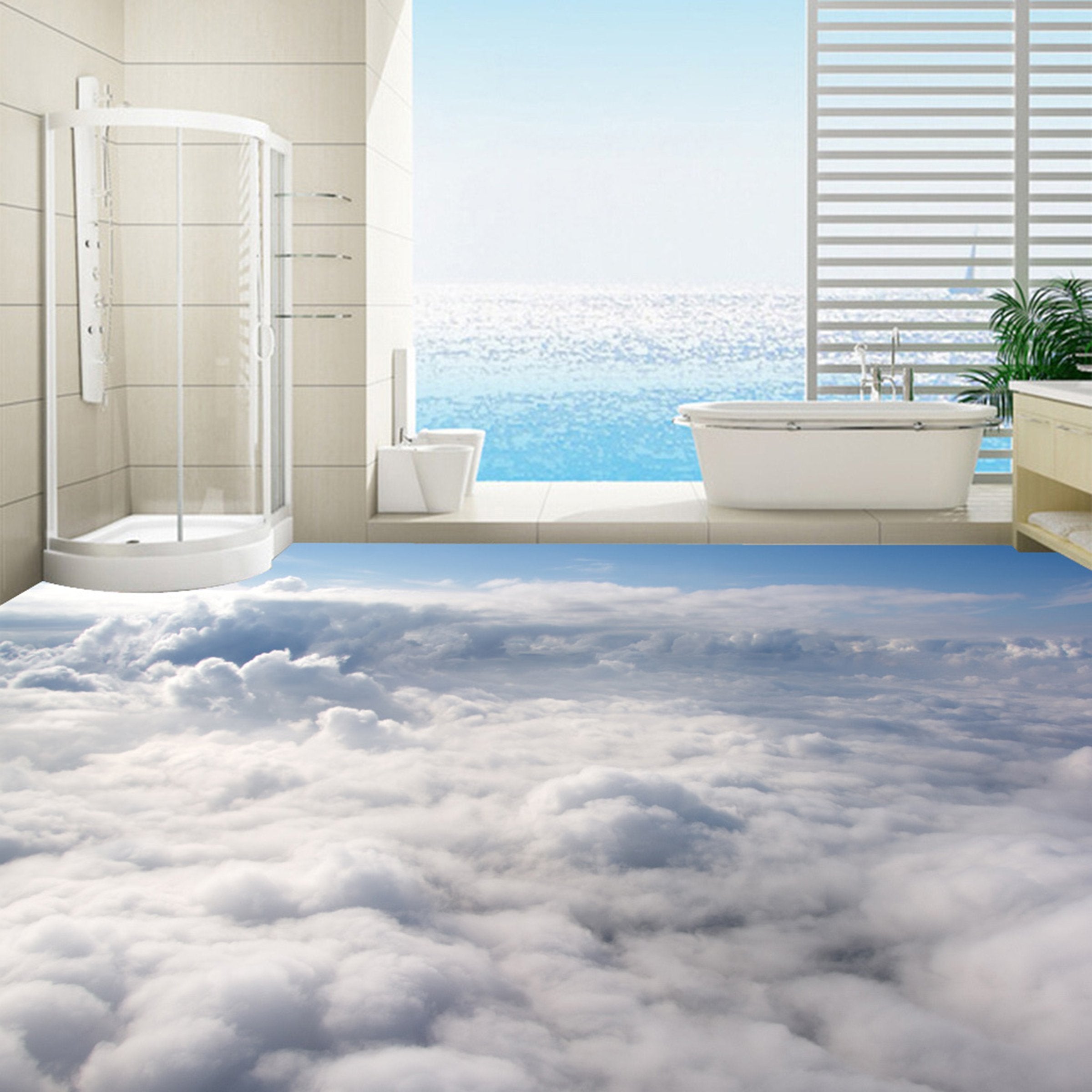 3D White Clouds WG304 Floor Mural Wallpaper AJ Wallpaper 2 