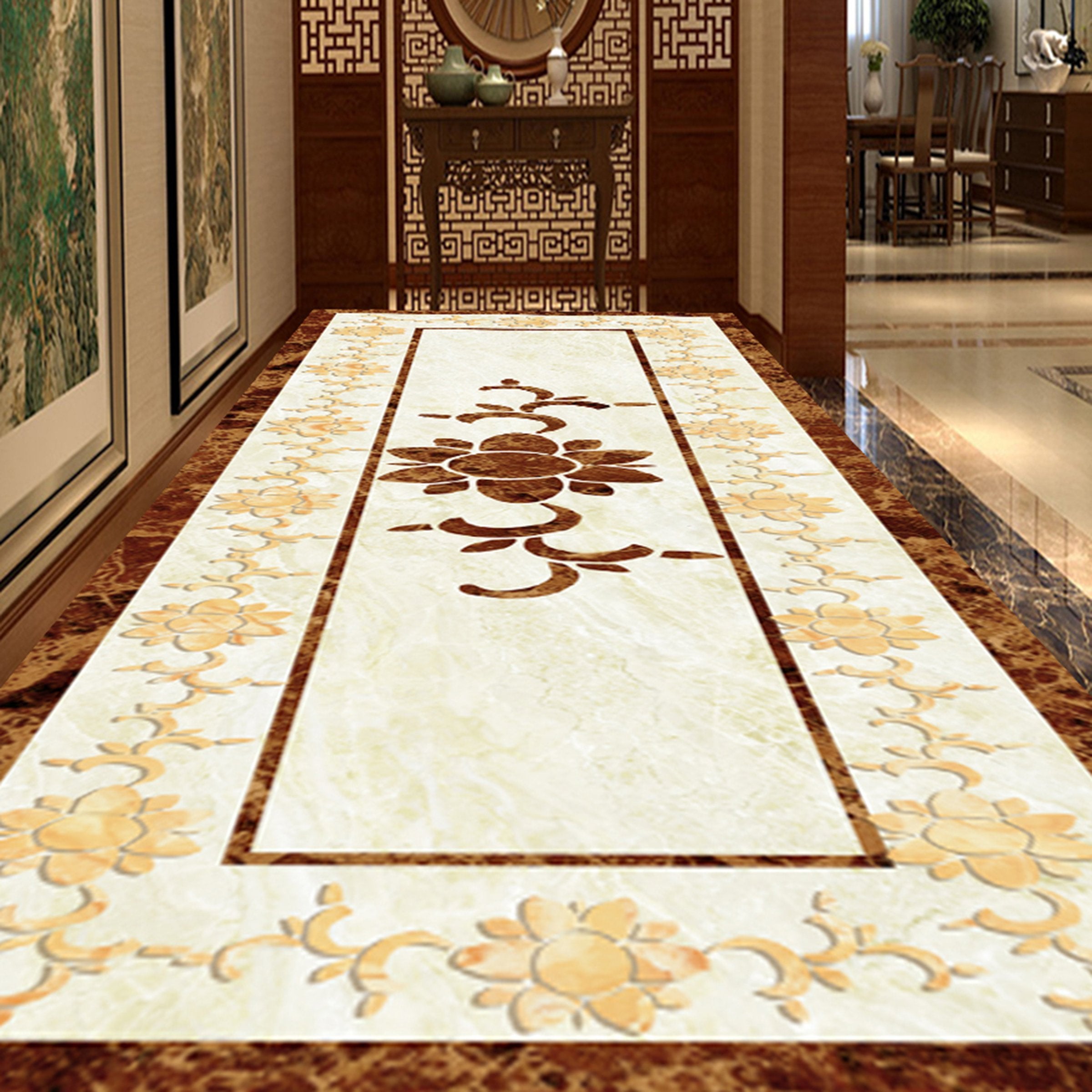 3D Marble Orange Pattern WG737 Floor Mural Wallpaper AJ Wallpaper 2 