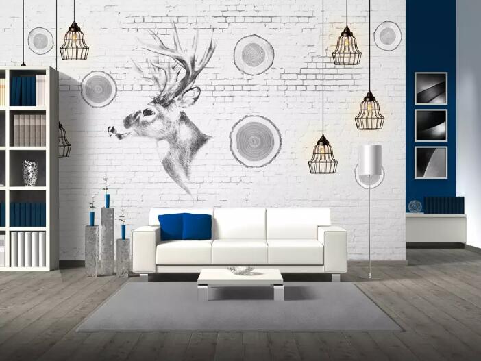 3D Elk Bulb WG02 Wall Murals Wallpaper AJ Wallpaper 2 