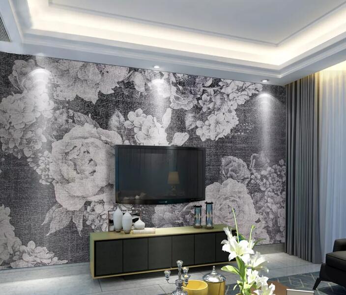 3D Gray Flower WG811 Wall Murals