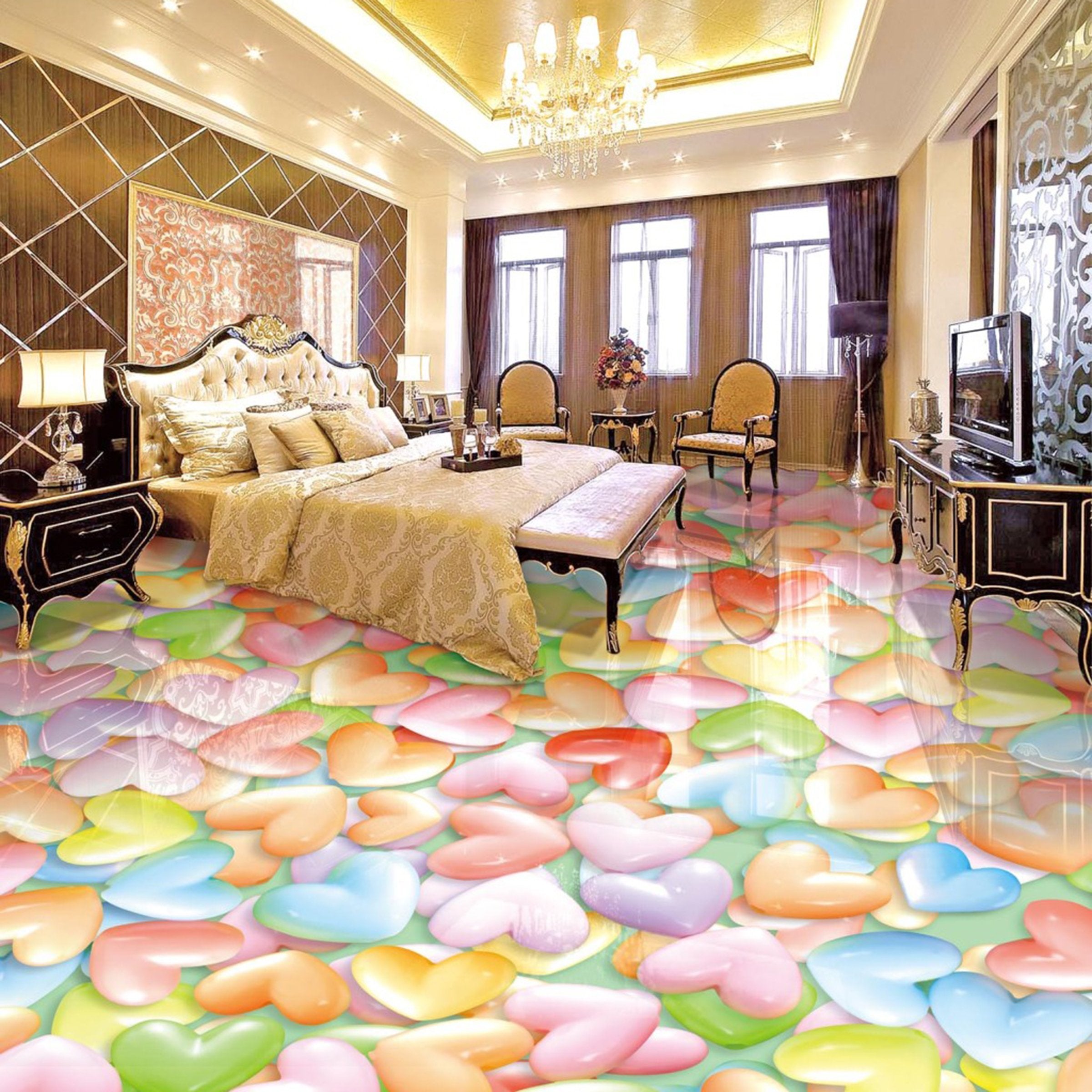 3D Colored Love WG301 Floor Mural Wallpaper AJ Wallpaper 2 