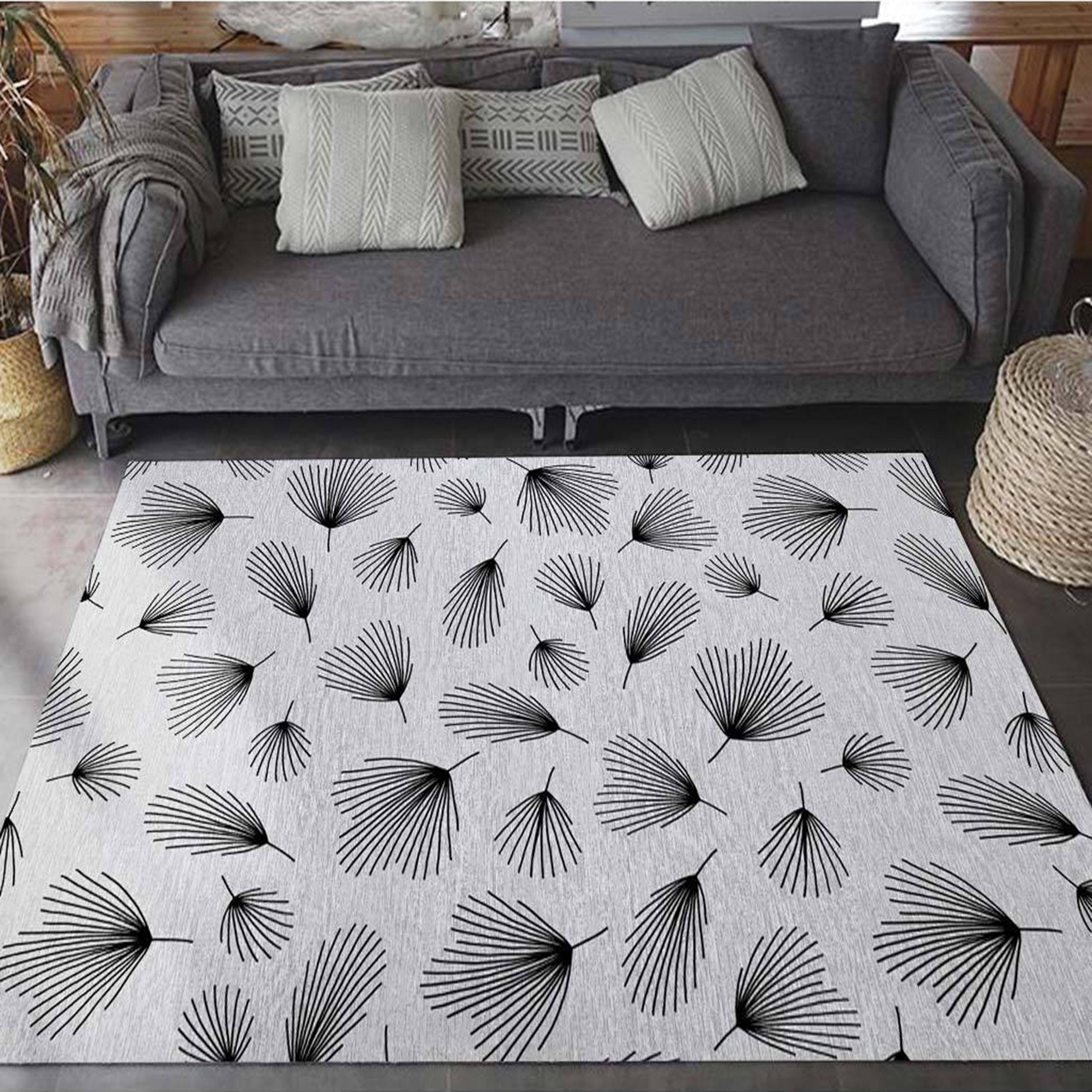 3D Black Leaves WG073 Non Slip Rug Mat Mat AJ Creativity Home 