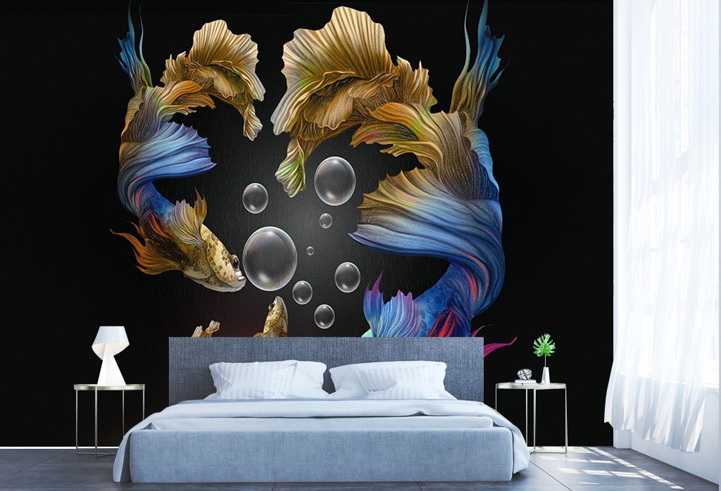 3D Goldfish Bubble 363 Wall Murals Wallpaper AJ Wallpaper 2 