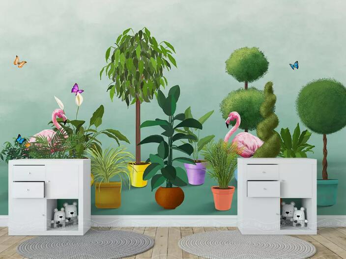 3D Plant Flamingo WG744 Wall Murals