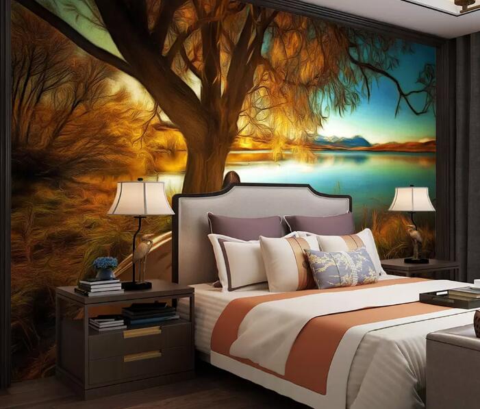 3D Lakeside Tree WG1112 Wall Murals