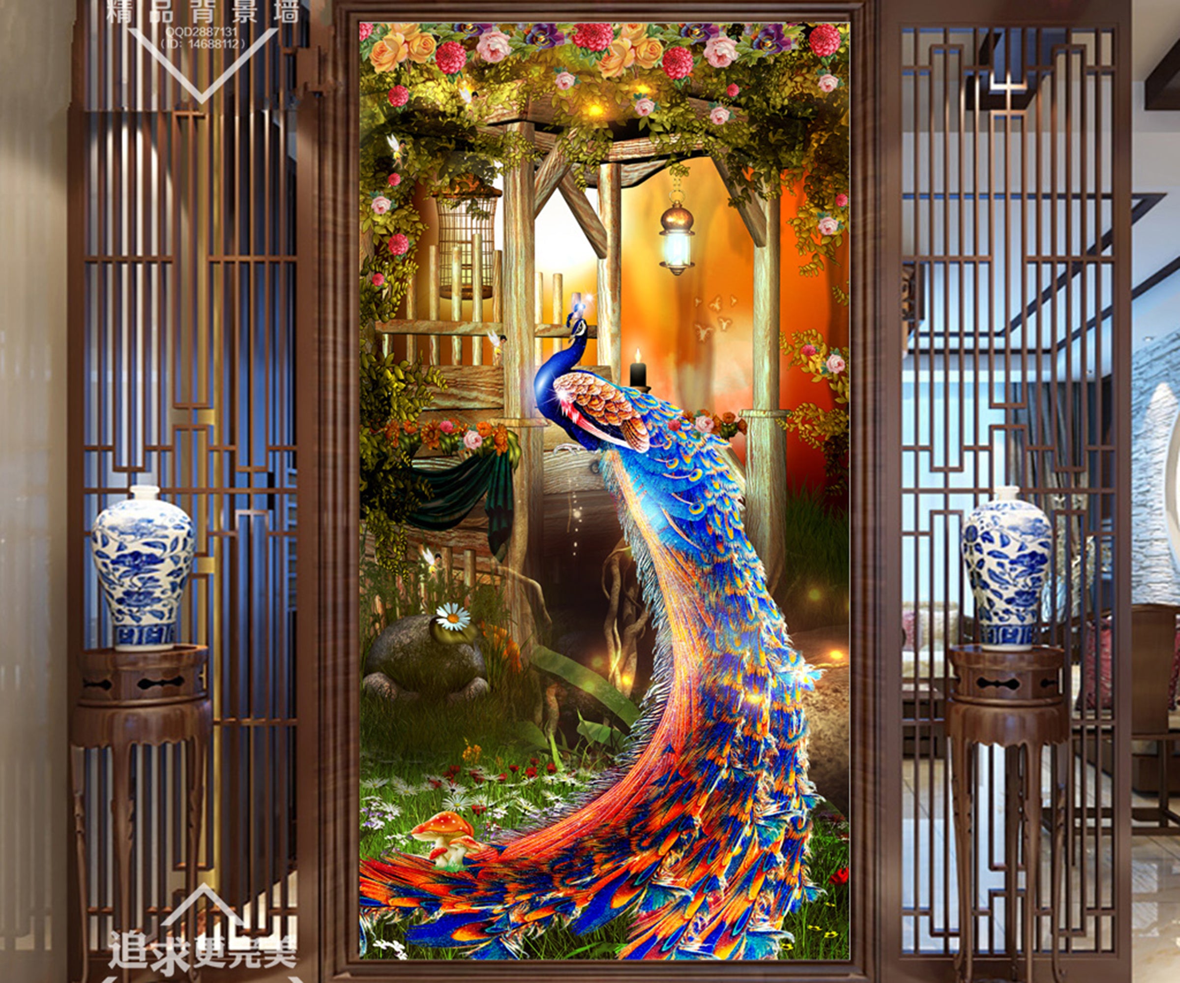 3D Elegant Peacock WG005 Wall Murals