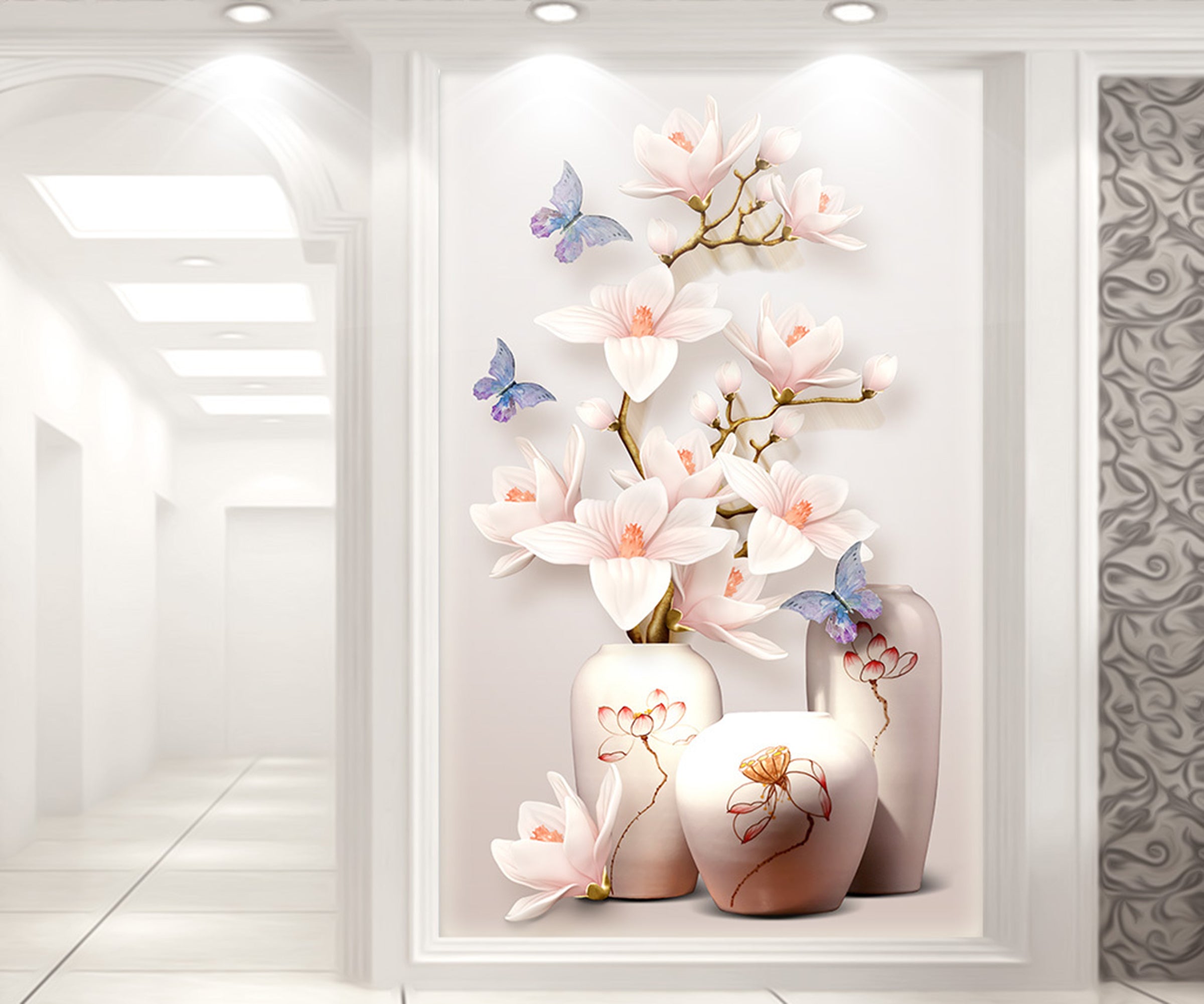 3D Butterfly Flower WG008 Wall Murals