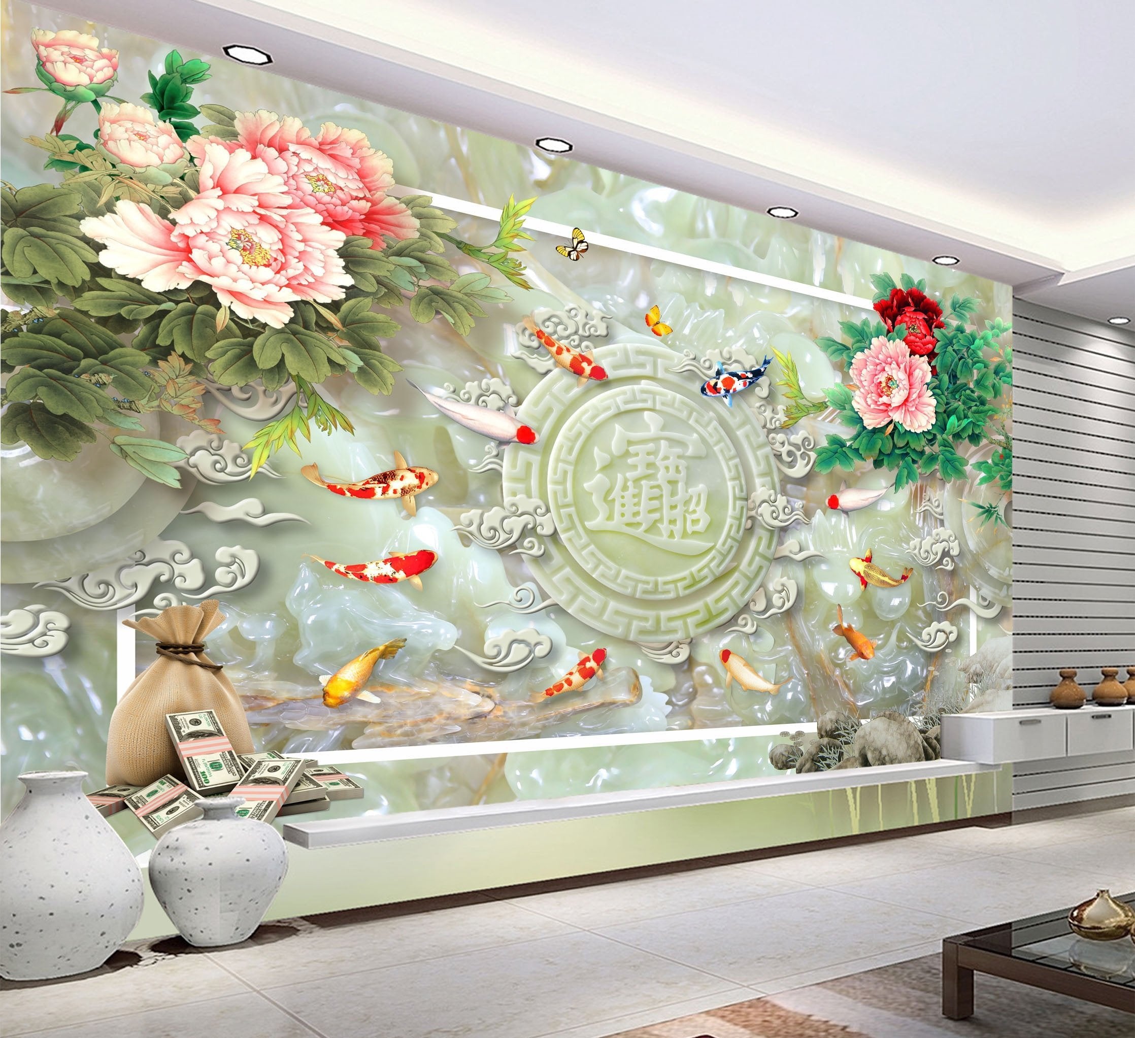 3D Money Flower Fish 315 Wallpaper AJ Wallpaper 