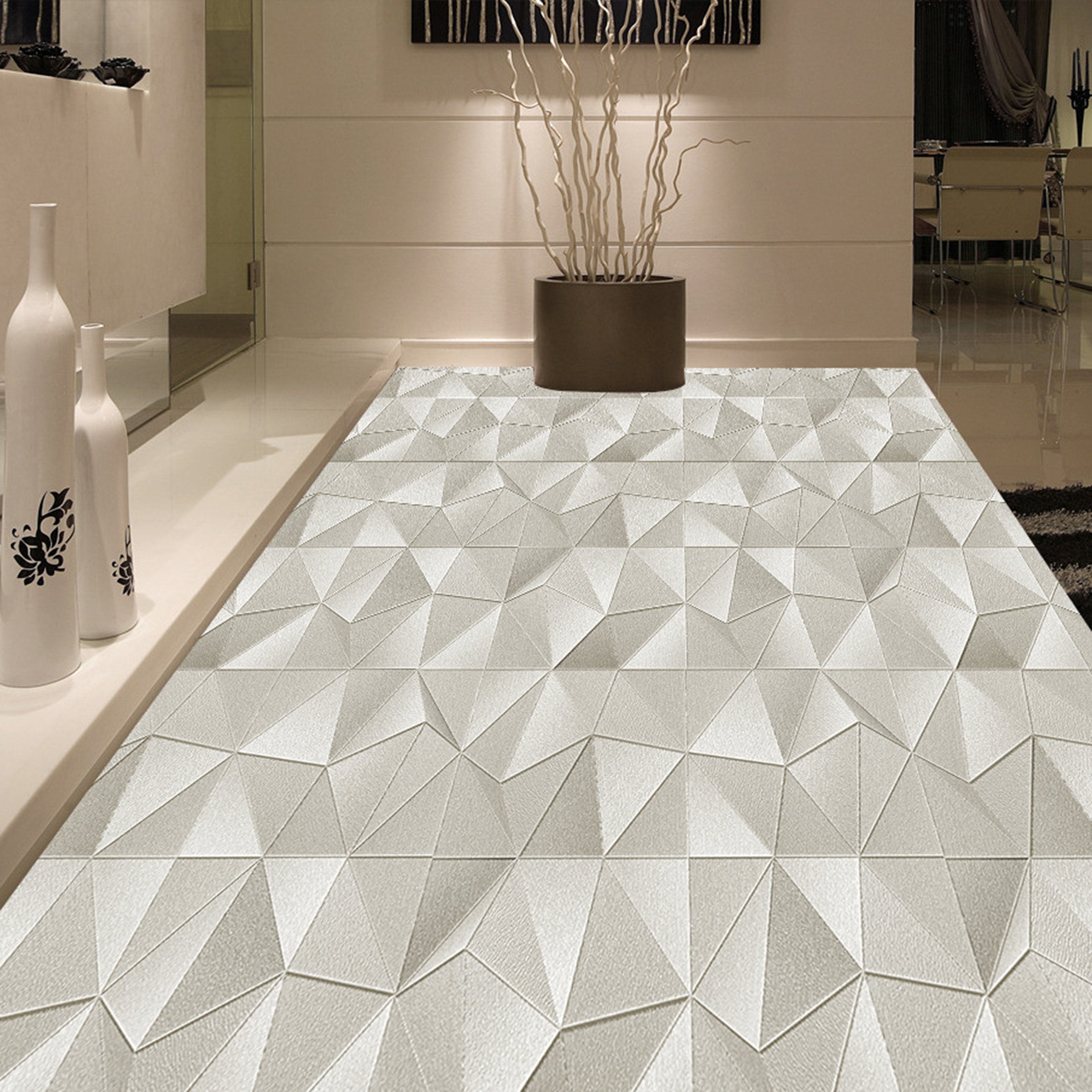 3D White Diamond WG171 Floor Mural Wallpaper AJ Wallpaper 2 