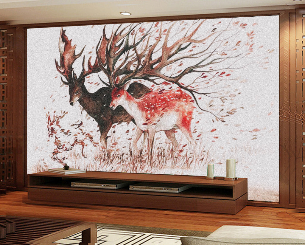 3D Sika Deer Leave WG325 Wall Murals