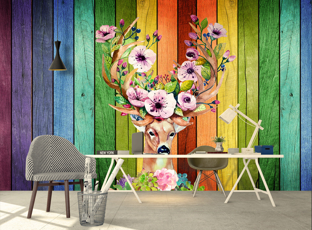 3D Colored Wood WG205 Wall Murals