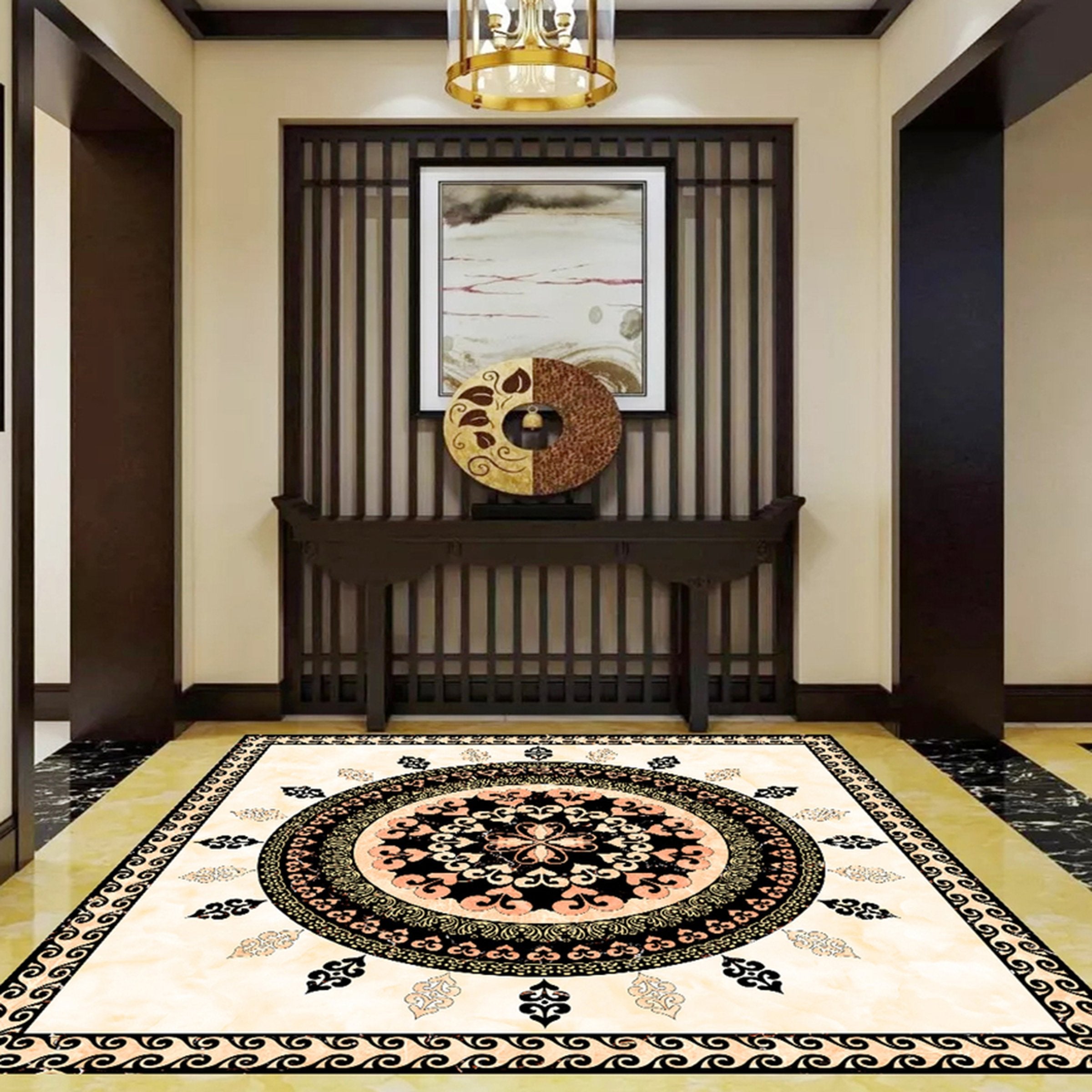 3D Black Pattern WG687 Floor Mural Wallpaper AJ Wallpaper 2 