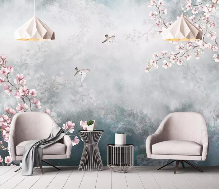 3D Fog Plum Bird WG856 Wall Murals