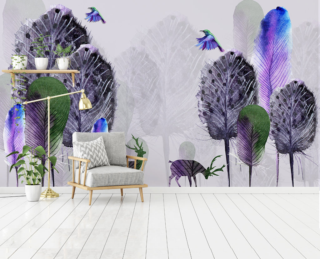 3D Purple Tree WG307 Wall Murals