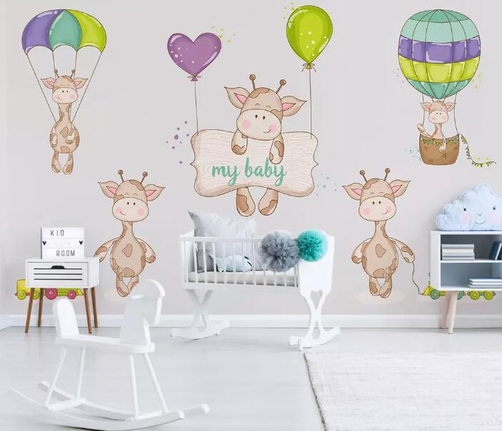 3D Cow Balloon WG01 Wall Murals Wallpaper AJ Wallpaper 2 