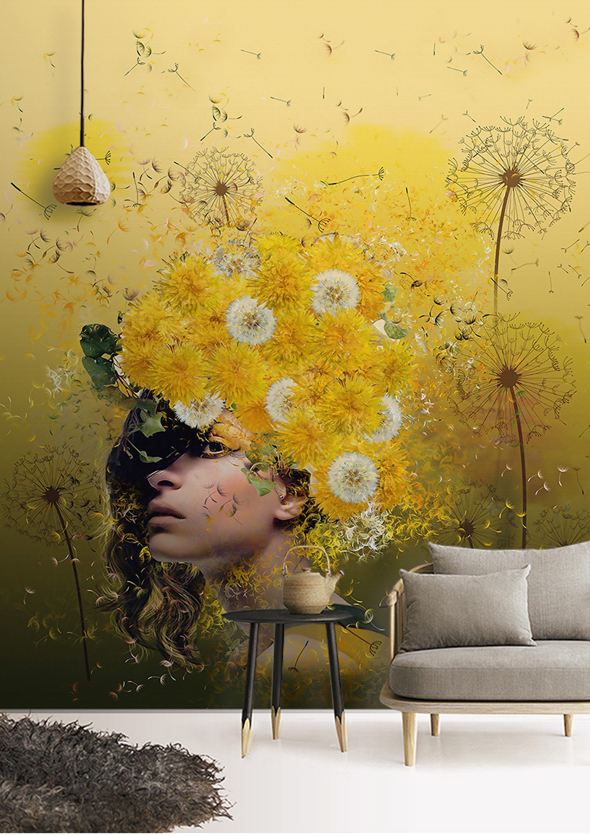 3D Woman Dandelion WG024 Wall Murals