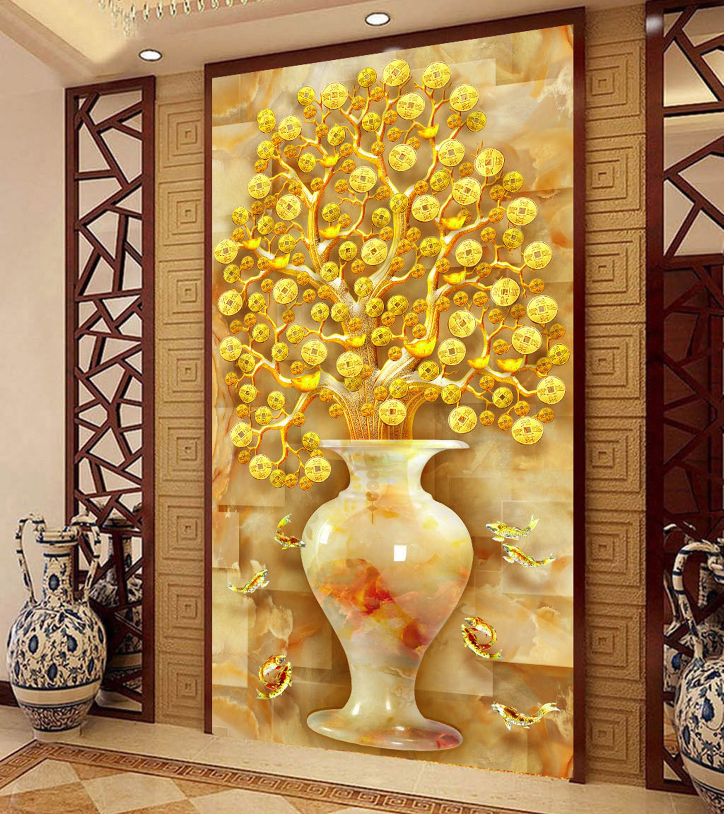 3D Copper Flower WG010 Wall Murals