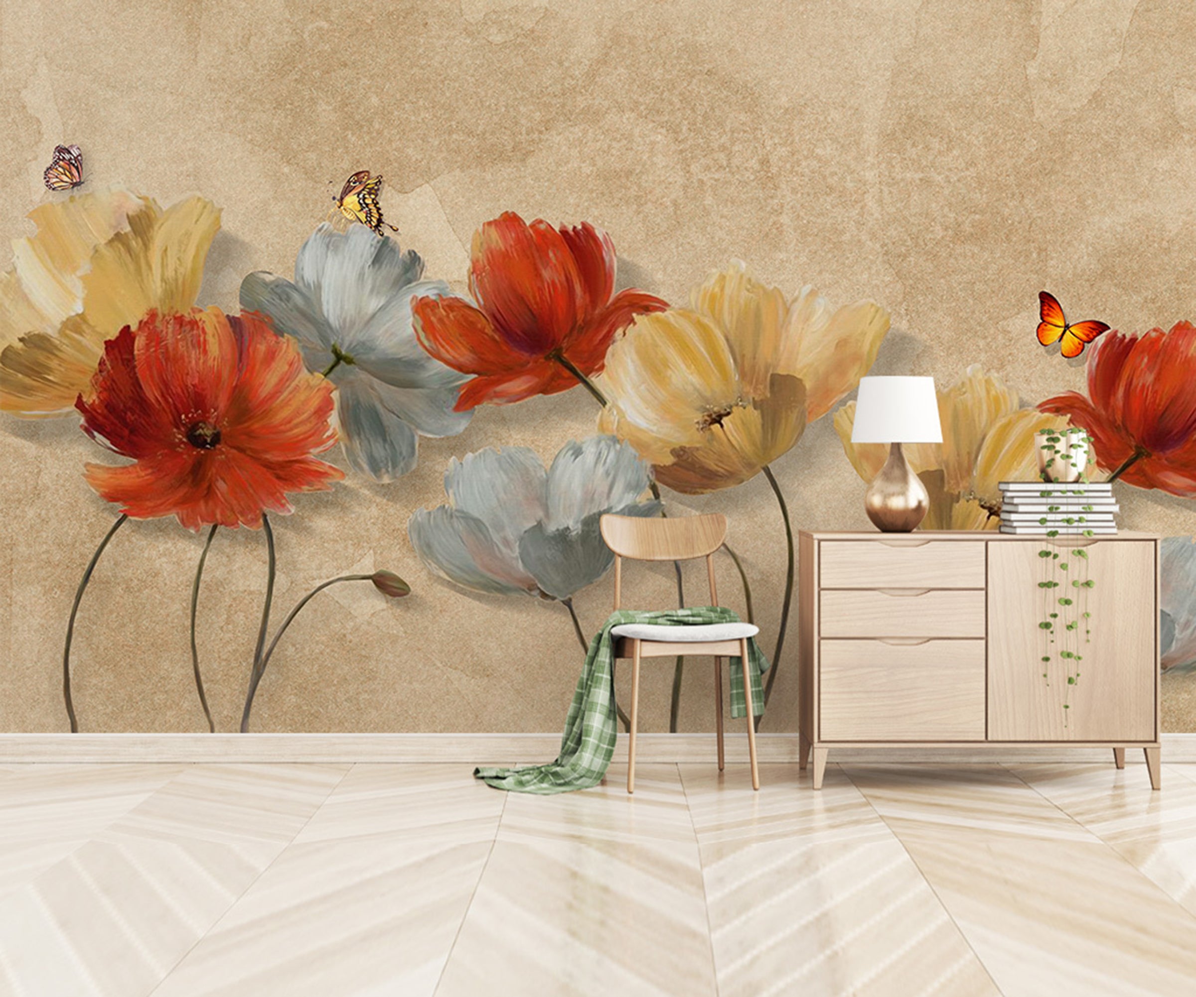 3D Flower Butterfly WG202 Wall Murals