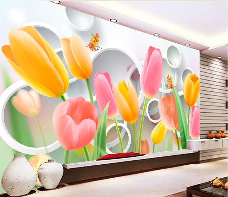 3D Orange Pink Tulips 26 Wallpaper AJ Wallpaper 