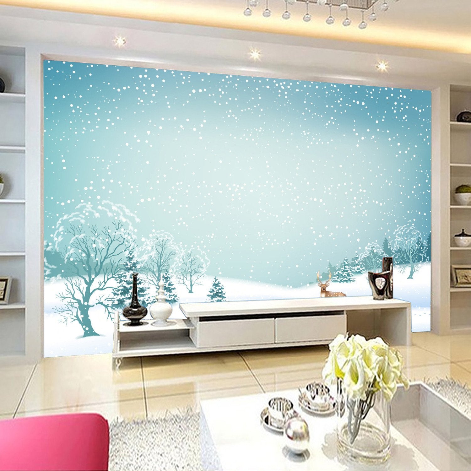 3D Snowflake Deer 99 Wallpaper AJ Wallpaper 