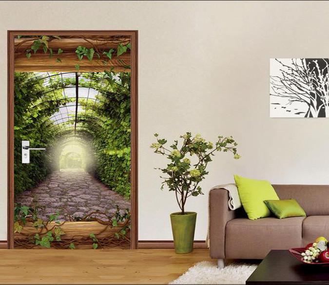 3D cane vine arc stone the long corridor door mural Wallpaper AJ Wallpaper 