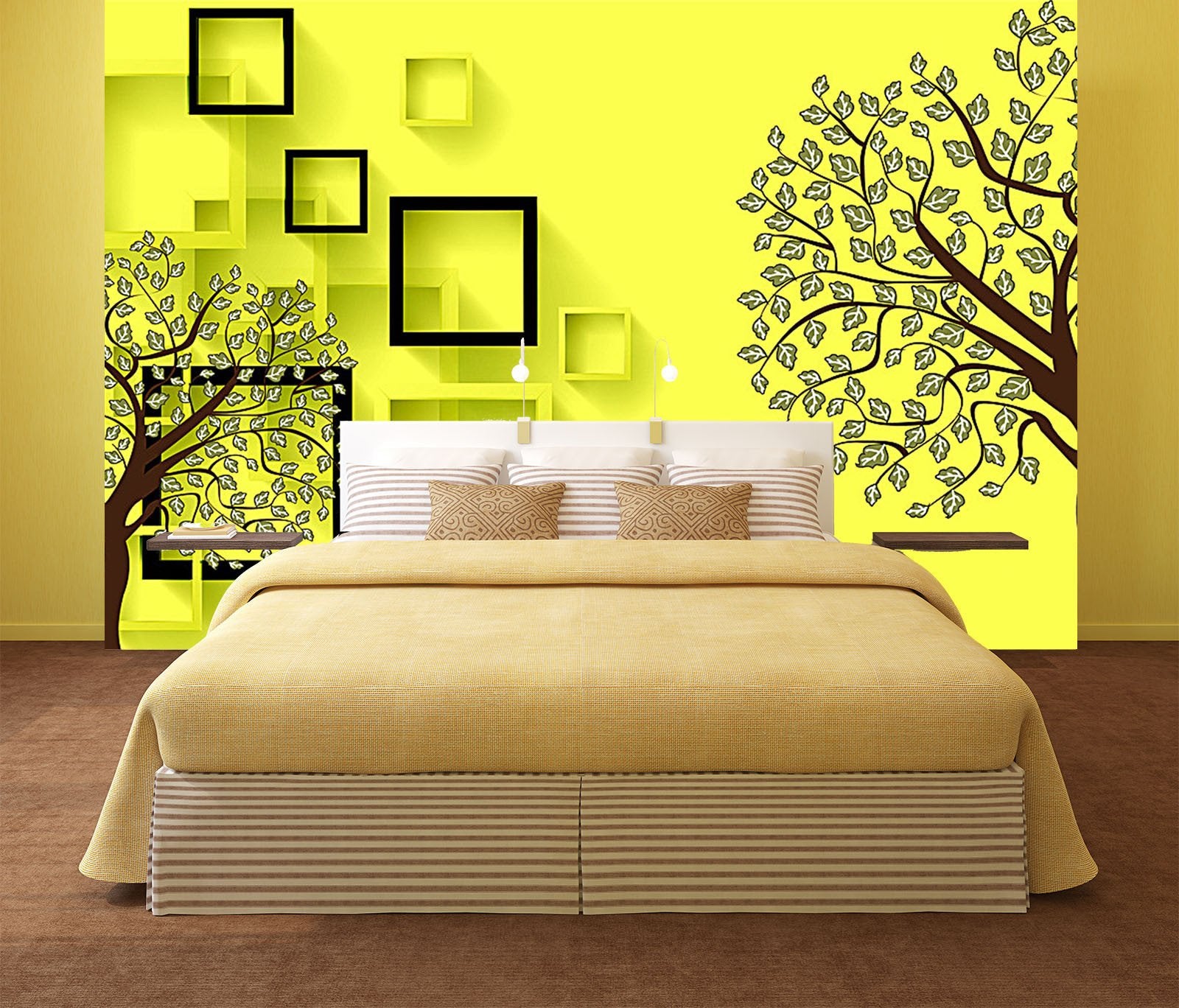 3D Yellow Tree Pattern 230 Wallpaper AJ Wallpaper 