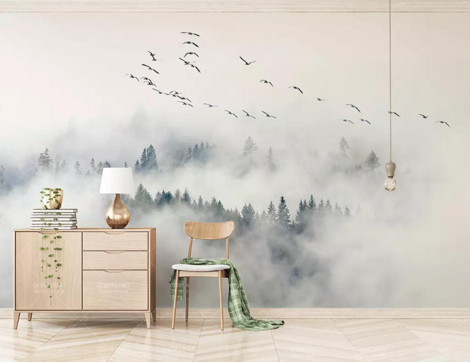 3D Wild Goose Forest WC350 Wall Murals