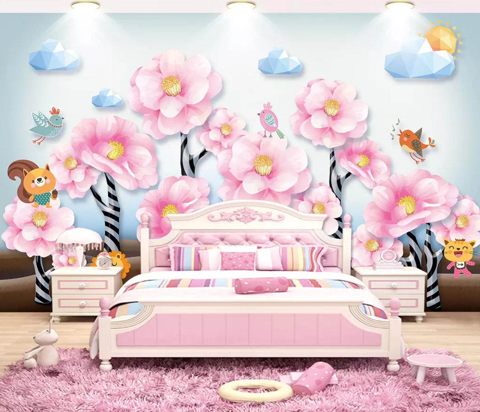 3D Flower Forest Lion WC674 Wall Murals