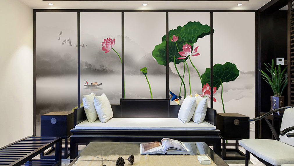 3D Lotus Pond WG341 Wall Murals