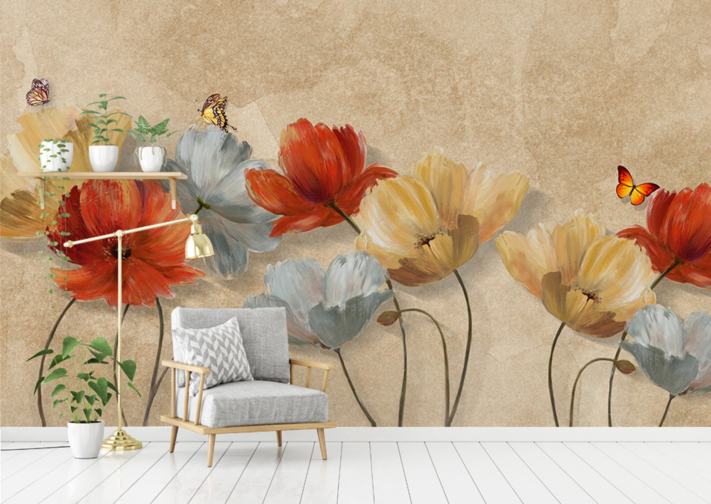 3D Flower Butterfly WG202 Wall Murals