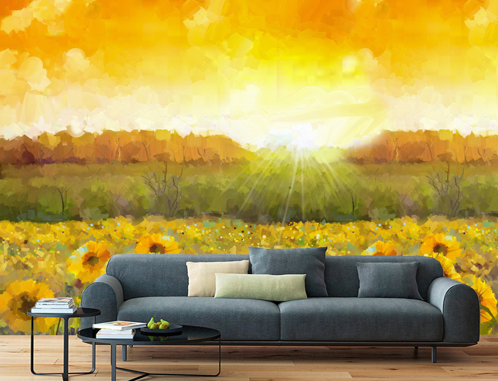 3D Sun Sunflower WG395 Wall Murals