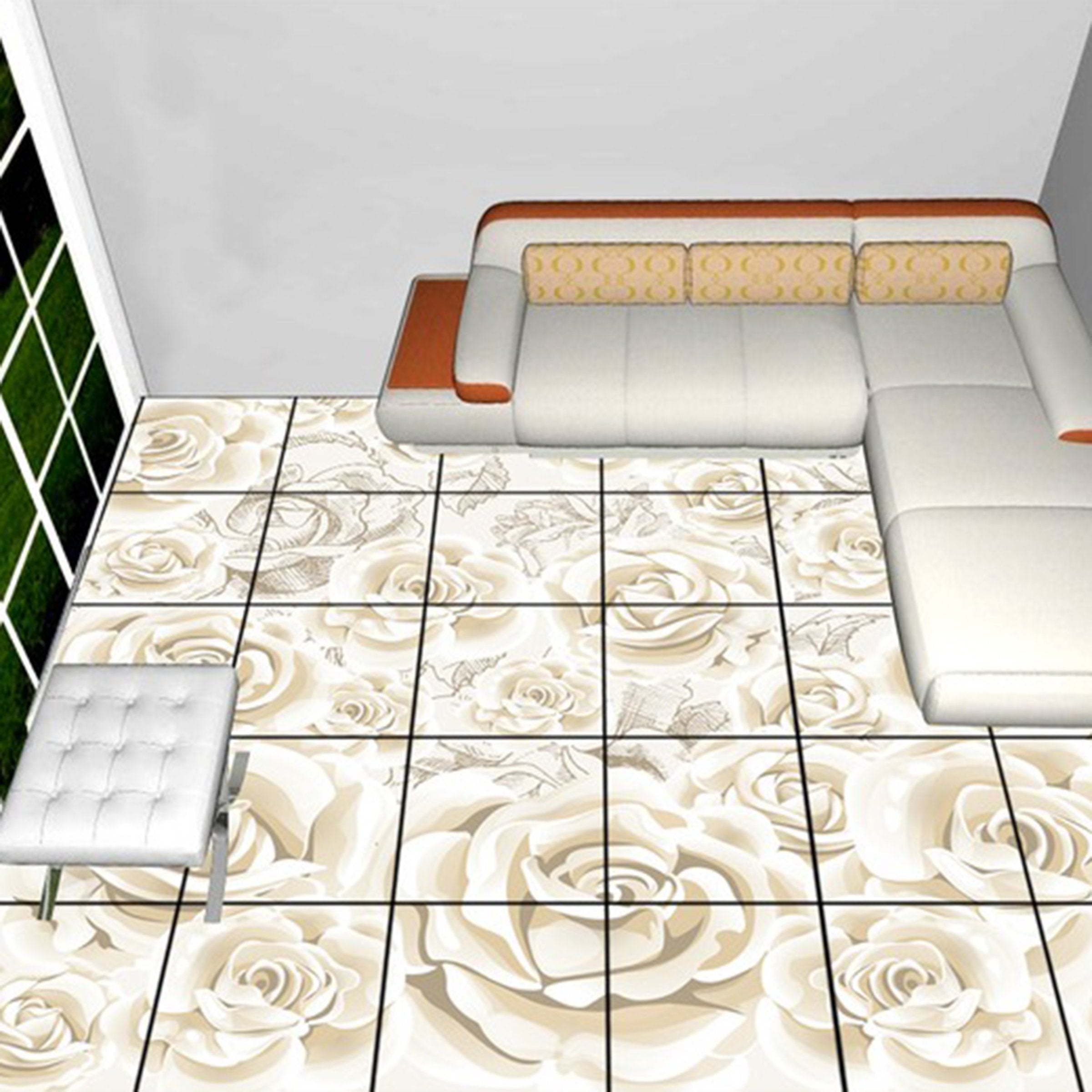 3D White Rose WG267 Floor Mural Wallpaper AJ Wallpaper 2 